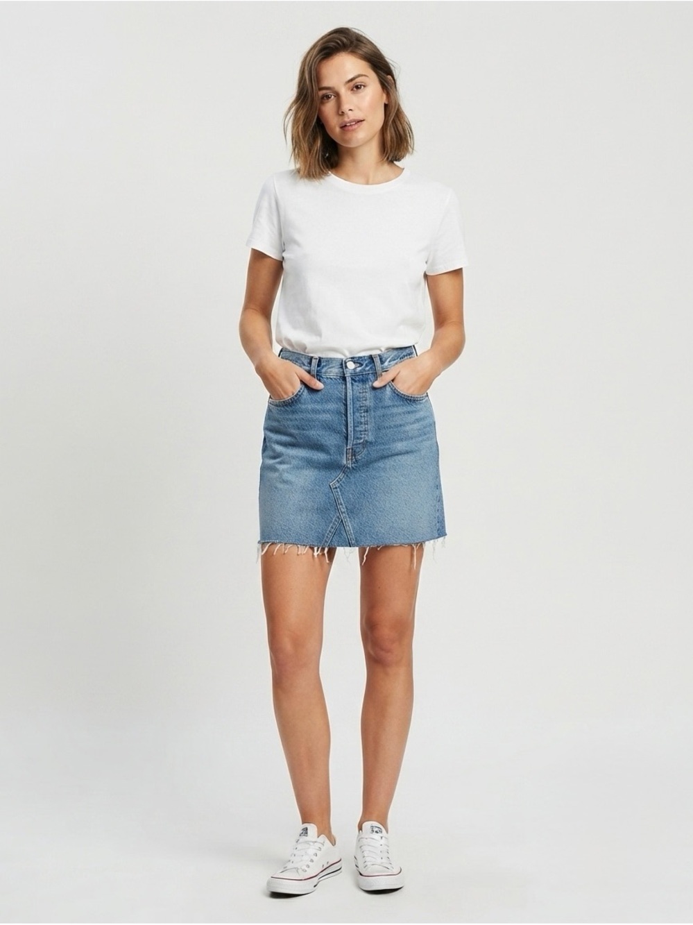 [H&M] Classic Frayed Cutoff Jean Skirt